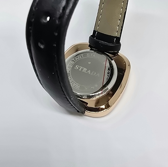 Strada Gold and Black Watch with Crystal Accents - Picture 3 of 6